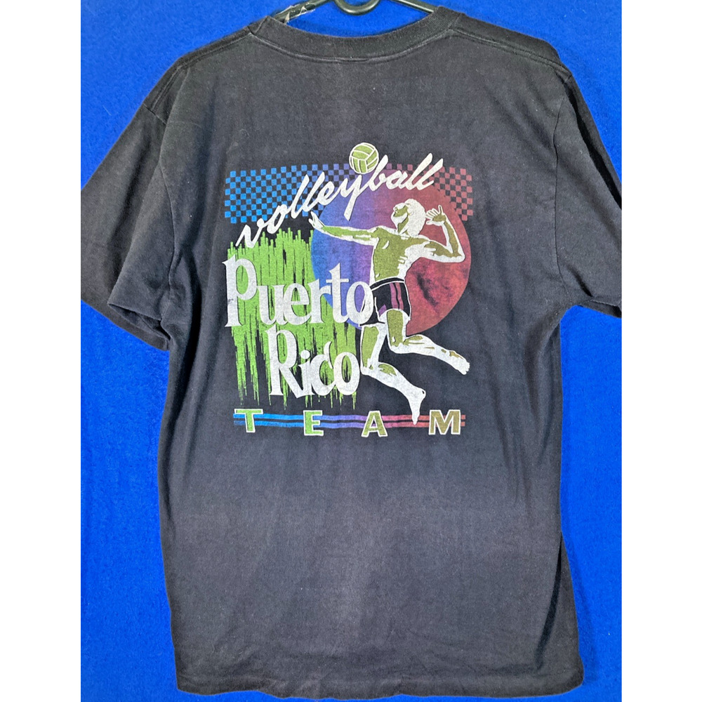 Vintage 90s Puerto Rico Volleyball Team Graphic T-Shirt Black Mens Size Large